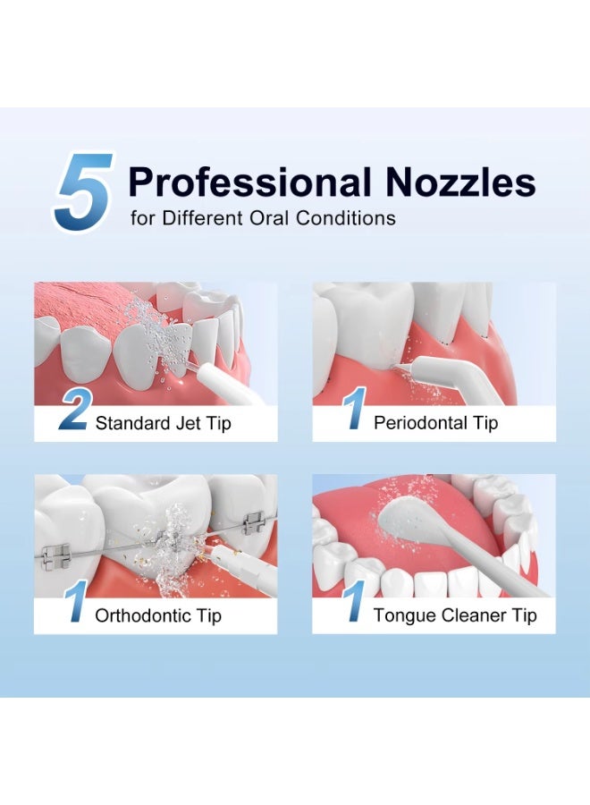 Pixel B Water Flosser Oral Irrigator Portable, Cordless, 5 Jet Tips, 300ml Tank, 4 Modes, USB Rechargeable, IPX7 Waterproof Model C260 - Image 5